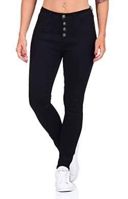 Hailys Damen Stretch-Jeans Hose Romina mit sichtbarer Knopfleiste VF-1902062-1 Black L von Hailys