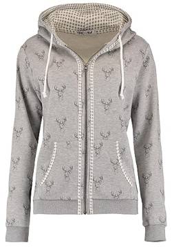 Hailys Damen Trachten Sweatjacke Ha44ni Zip-Hoody Oktoberfest mit Hirsch-Print JIA-2209081madl Grey Marl S von Hailys