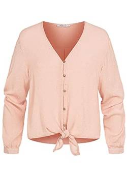 Hailys Damen V-Neck Langarm Blusen Shirt Knopfleiste Bindedetail vorne rosa von Hailys