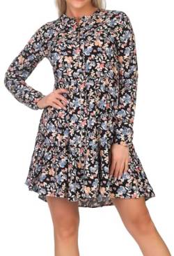 Hailys Damen Viskose Langarm-Kleid La44ura Minikleid mit Blumenprint SN-PO2301016 Black Flower S von Hailys