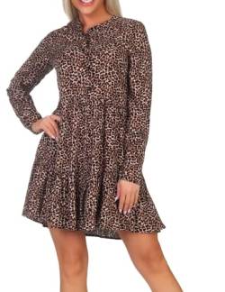 Hailys Damen Viskose Langarm-Kleid La44ura Minikleid mit Leopard-Print SN-PO2301016 Leo XS von Hailys