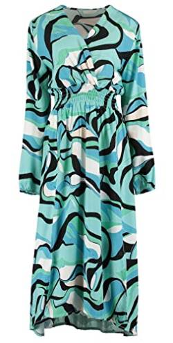 Hailys Damen Viskose Midi-Kleid Camilla Langarm mit Alloverprint MIK-6382A Aqua Div L von Hailys