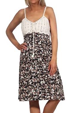 Hailys Damen Viskose Träger-Kleid Ka44na mit Häkelspitze und Blumenprint HF-1808047 Black Flower XS von Hailys