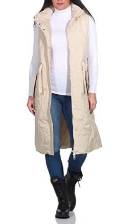 Hailys Damen lange Steppweste Lola Weste mit Kapuze knielang NX-2103008 Cloud Cream XS von Hailys