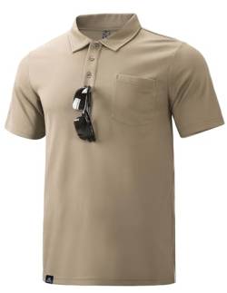 Haimont Herren-Poloshirts mit Tasche, feuchtigkeitsableitend, lang/kurzärmelig, Kragen, schnell trocknend, Business, Freizeit, Arbeit, Golf von Haimont