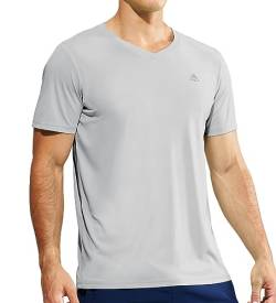 Haimont Herren-T-Shirts mit V-Ausschnitt, leicht, für Fitnessstudio, Workout, Laufen, kurzärmelig, feuchtigkeitsableitend, UV-Schutz von Haimont