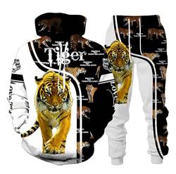 3D Tier Tiger Gedruckt Hoodie + Hosen Anzug Männer Frauen Herbst Winter 2 Stück Sportwear Trainingsanzug Set von Haitpant