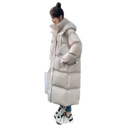 Frauen Daunenmäntel Lang-Stil Baumwolle Kleid Koreanische Plus Größe Koreanische Jacken Winter Wärme Parka, beige, 38 von Haitpant