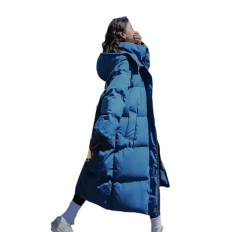 Frauen Daunenmäntel Lang-Stil Baumwolle Kleid Koreanische Plus Größe Koreanische Jacken Winter Wärme Parka, blau, 38 von Haitpant