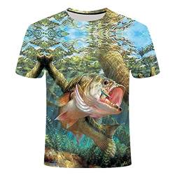 Haitpant 3D Druck Lustiges Fisch T-Shirt Herren O Kragen Jacke T-Shirt Interessantes Fisch T-Shirt, Cbt-390, L von Haitpant