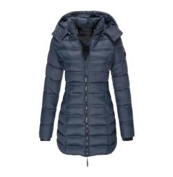 Haitpant Damen Winter Lange Daunenmantel Dicke Warme Kapuze Baumwolle Gepolstert Puffer Jacke Mantel, navy, 36 von Haitpant