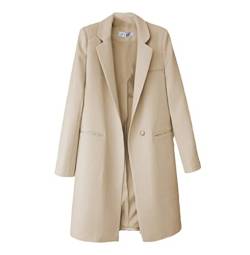 Haitpant Frühling Herbst Blazer Mäntel Frauen Langarm Anzug Jacken Casual Tops Slim Lang Windbreaker Mantel, beige, 52 von Haitpant