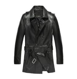 Haitpant Männer Herbst Schwarz Pu Leder Trenchcoat Langarm Zweireiher Elegante Luxus Britischen Stil Oberbekleidung von Haitpant