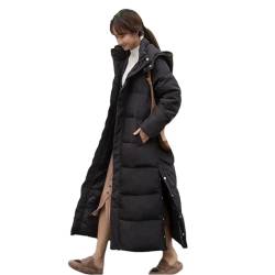 Haitpant Winter Verdicken Warme Baumwolle Mantel Weibliche Parkas Casual Mit Kapuze Gepolsterte Mantel Lange Jacke Schnee Tragen Mantel, Schwarz , 50 von Haitpant