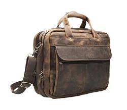 Herren Ledertasche Aktentasche Business 15,6 Zoll Laptoptaschen Attache Messenger Bags, B, Kuriertasche von Haitpant