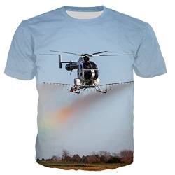 Hubschrauber-Muster 3D bedruckte T-Shirts Herren Damen Casual Harajuku Streetwear T-Shirt, 06fj, M von Haitpant