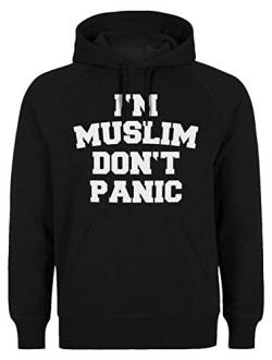 Halal-Wear Hoodie I'm Muslim Don't Panic Schwarz Kapuzenpullover Moslem Islam Fun Sweater I am Muslim Do not Panic Dont Panic Hoodie (L) von Halal-Wear