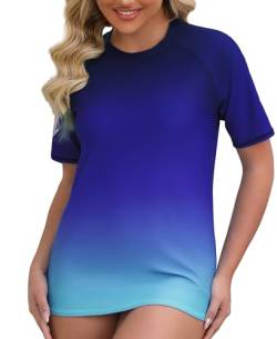 Halcurt Damen Rash Guard UV Shirt Kurzarm UPF 50+ UV Schutz Schwimmshirt Badeshirt Schnell Trocknender Bademode L von Halcurt