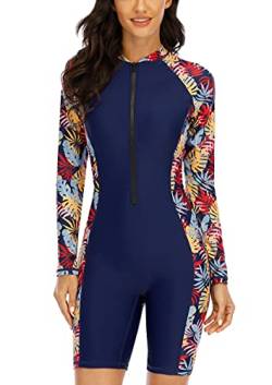 Halcurt Damen Rashguard UV Siamesisch, Athletic Swim Shirt,Langärmelige Badeshirt Badenmode Tankini Königsblau M von Halcurt