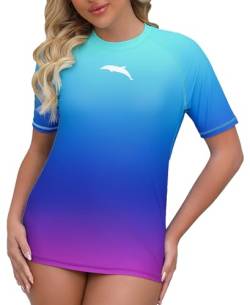 Halcurt Damen UV Shirt Kurzarm Rash Guard UPF 50+ Schwimmshirt Schnell Trocknender Badeshirt XL von Halcurt