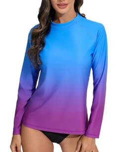 Halcurt Damen UV Shirt Langarm Rash Guard UPF 50+ Sonnenschutz Badeshirt Schnell Trocknender Surf Schwimmshirt XL von Halcurt