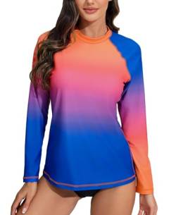 Halcurt Damen UV Shirt Langarm Rash Guard mit BH UPF 50+ Sonnenschutz Badeshirt Bademode Schnell Trocknender Schwimmshirt XL von Halcurt