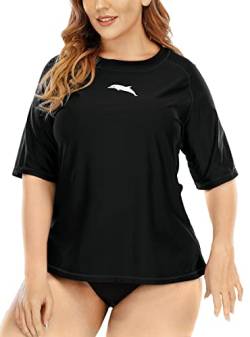 Halcurt Schwimmshirt Damen Übergröße UV Shirt Damen Kurzarm 2X von Halcurt