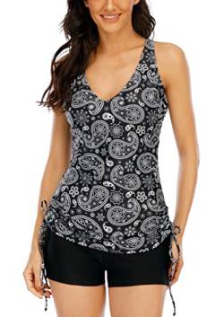 Halcurt Tankini-Oberteile für Damen Badeanzüge Gepolsterte Paisley-Badeanzug-Sets L von Halcurt