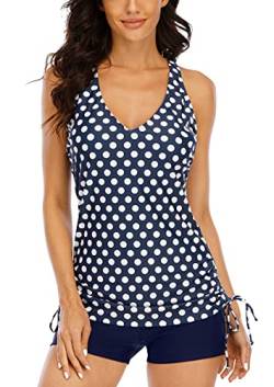 Halcurt Tankini Tops Damen Badeanzüge Gepolsterte Polka Dot Badeanzug Sets L von Halcurt