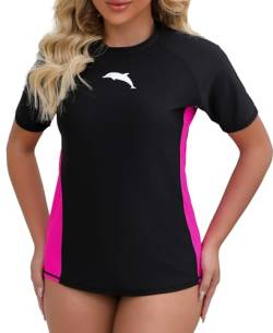 Halcurt UV Shirt Damen Kurzarm Rash Guard UPF 50+ Badeshirt Schnell Trocknender Schwimmshirt XL von Halcurt