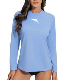 Halcurt UV Shirt Damen Langarm Rash Guard mit BH Badeshirt UV Schutz UPF 50+ Schwimmshirt Schnell Trocknender Bademode Schwimmen L von Halcurt