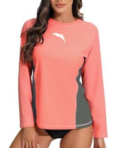 Halcurt UV Shirt Damen Rash Guard Langarm UPF 50+ Sonnenschutz Badeshirt Schnell Trocknender Surf Schwimmshirt XL von Halcurt