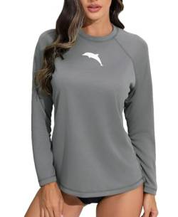 Halcurt UV Shirt Damen Rash Guard Langarm mit BH UPF 50+ Badeshirt UV Schutz Schwimmshirt Schnell Trocknender Bademode Schwimmen M von Halcurt