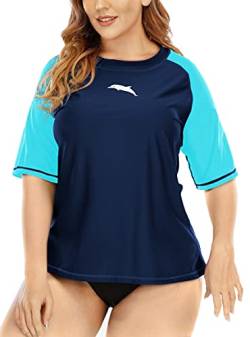 Halcurt UV Shirt Damen Wasser Kurzarm Übergrößen Schwimmshirt 4X von Halcurt