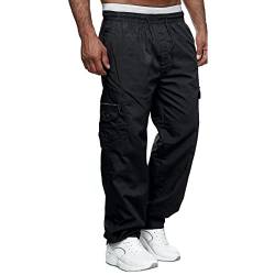 Cargo-Jogginghose für Herren, leger, Sport, Kordelzug, dünne Jogginghose, Schwarz , 58 von Halfword