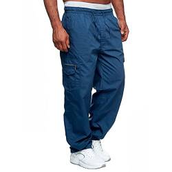 Cargo-Jogginghose für Herren, leger, Sport, Kordelzug, dünne Jogginghose, blau, 56 von Halfword