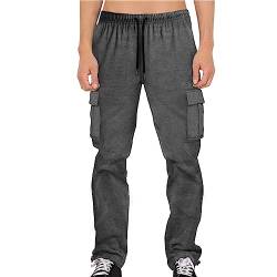 Halfword Herren Fleece-Hose Jogger Cargo Sweatpants Casual Gym Loose Jogginghose, dunkelgrau, 27-32 von Halfword