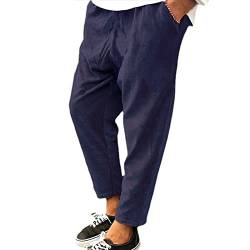 Halfword Herren dünne Cordhose Freizeithose Kordelzug elastische Taille Baggy Sweatpants, blau, 34-37 von Halfword