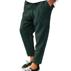 Halfword Herren dünne Cordhose Freizeithose Kordelzug elastische Taille Baggy Sweatpants, grün, 34-37 von Halfword