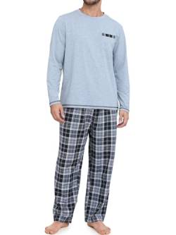 Halfword Pyjama Set Männer PJs Nachtwäsche Karierte Pyjamahose Langarm Taschen Tee Tops Lounge Nachtwäsche, Schwarz kariert, S von Halfword