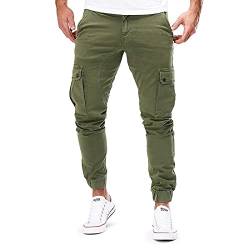 Herren-Cargohose, schmale Passform, Fitnessstudio, Jogginghose, lässige Jogginghose, grün, 31-35 von Halfword