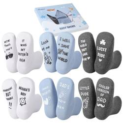 Halinuia Baby Socken 6-12 Monate, 6 Paar Baby Geschenk Junge Mädchen Socken Baby ABS Socken Antirutsch Socken Kinder Neugeborenen Babyparty Geschenk Babygeschenke Mit Geschenkbox(Blau) von Halinuia