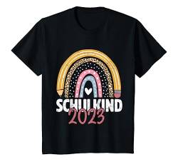 Kinder Endlich Schulkind 2023 Süßes Regenbogen Mädchen Einschulung T-Shirt von Hallo Schule 2023 Lustiger Kinder Schulkind 2023