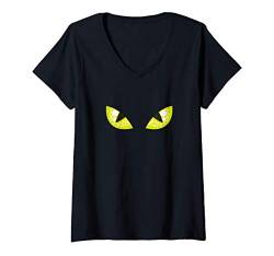 Damen Süßes oder Saures Geschenke Katzenaugen Lustiges Halloween T-Shirt mit V-Ausschnitt von Halloween Costumes and Apparel