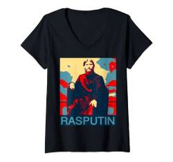 Damen Rasputin Russische Halloween-Kostüm Gruselig T-Shirt mit V-Ausschnitt von Halloween Kostüme Shirt Herren Frauen Kinder