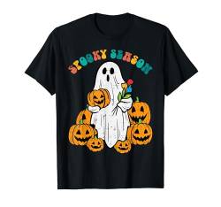 Floral Ghost Pumpkins Spooky Season Retro Groovy Halloween T-Shirt von Halloween Shirts For Women Men Kids Boys Girls