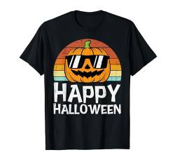 Happy Halloween Kürbis Retro Halloween Männer Frauen Kinder Jungen T-Shirt von Halloween Shirts For Women Men Kids Boys Girls