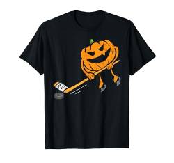 Kürbis Spielen Eishockey Lustiges Halloween Kostüm Sport T-Shirt von Halloween Shirts For Women Men Kids Boys Girls