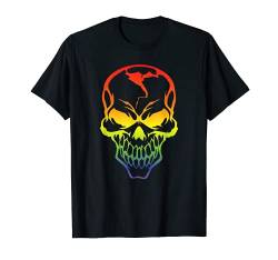 Regenbogen-Totenkopfgesicht – buntes, gruseliges Totenkopf-Skelett T-Shirt von Halloween