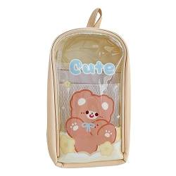 Haloppe Bleistifttasche Einzigartige Breite Anwendung Kawaii Klar Jungen Mädchen Schreibwaren Fall, beige, M von Haloppe